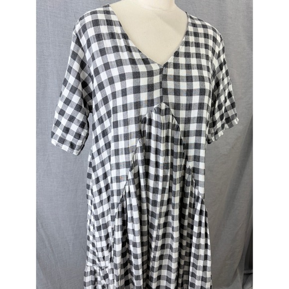 Petal and Pup Black White Gingham Tiered Ruffle Maxi Dress Cottagecore V-Neck S - Picture 2 of 8